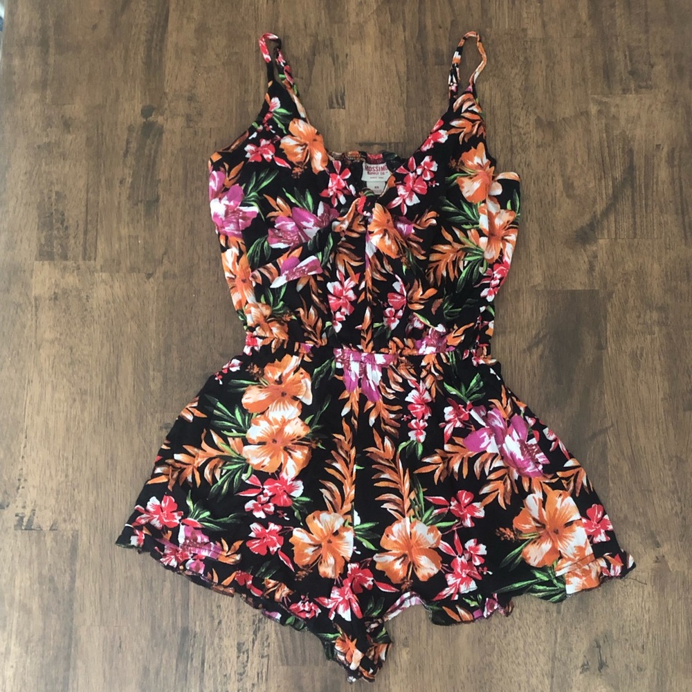 Tropical floral Hawaiian romper